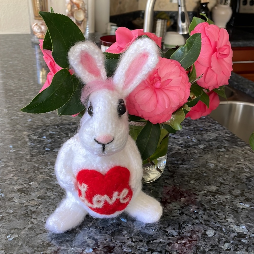 Hand crafted knit and needle felted love bunny rabbit great gift - Picture 8 of 8